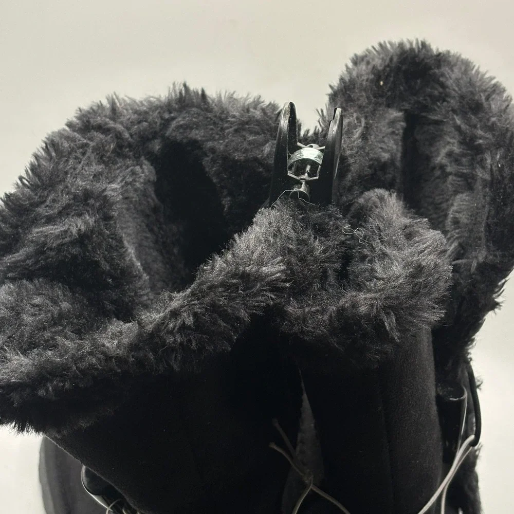 Joe Boxer Romy Womens 8 Black Faux Suede Fur Lined Toggle Mid Calf Winter Boots‎